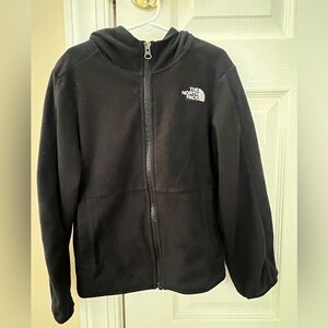 The North Face lightweight fleece jacket in black, size XS/6